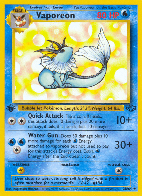 Vaporeon 28/64 Jungle English Pokémon card