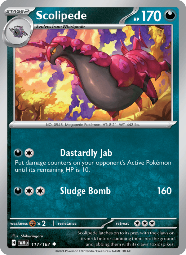 Scolipede 117/167 Twilight Masquerade English Pokémon card