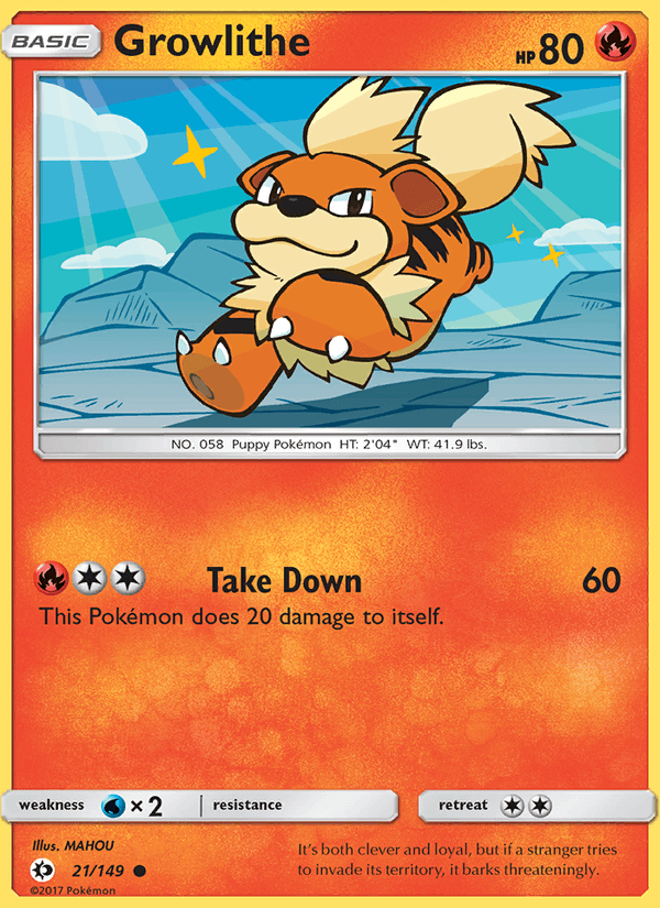 Growlithe 21/149 Sun & Moon Base Set English Pokémon card