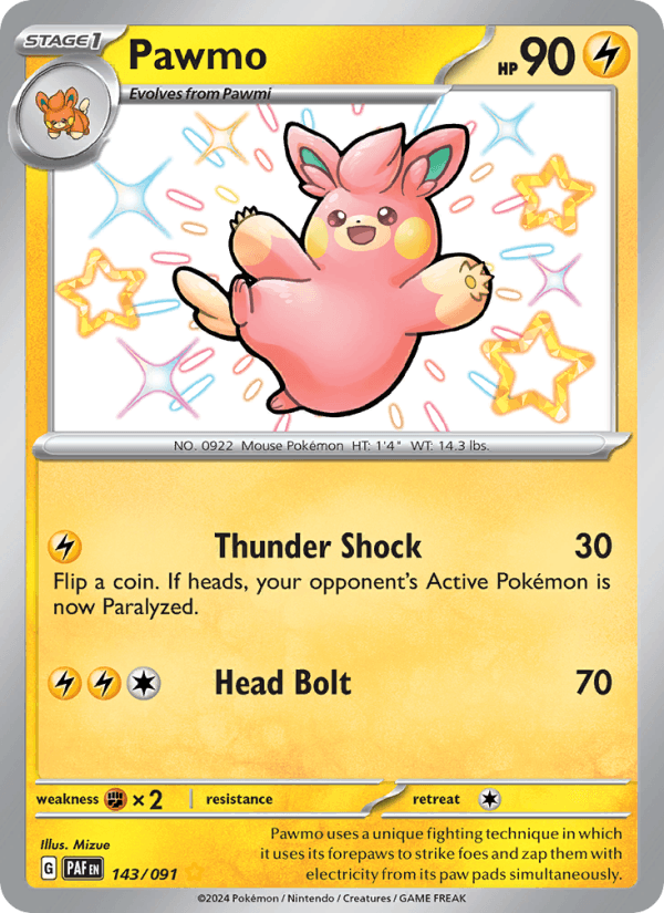 Pawmo 143/91 Paldean Fates English Pokémon card