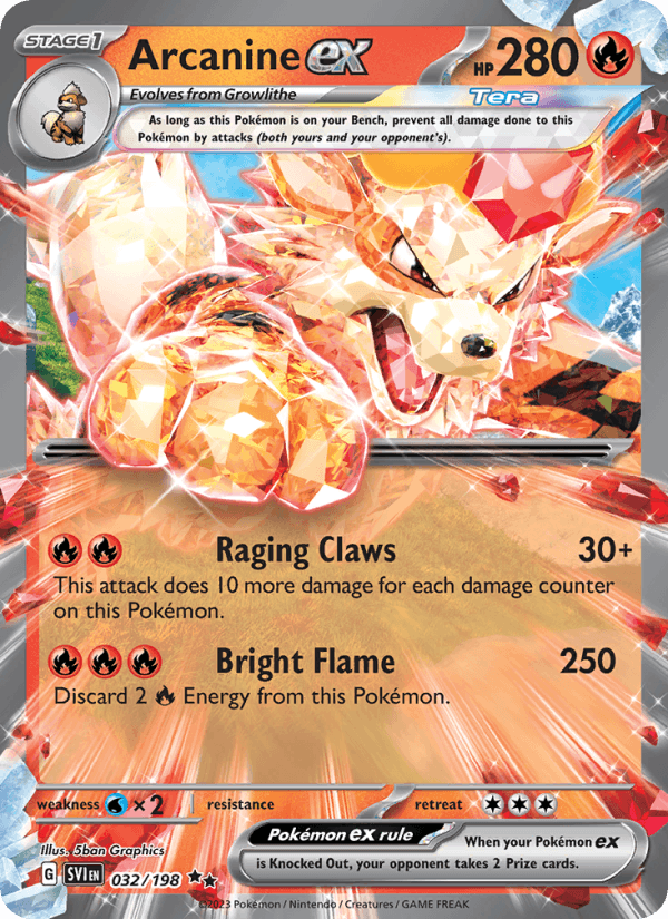 Arcanine ex 32/198 Scarlet & Violet English Pokémon card