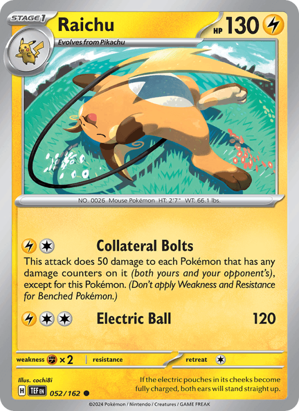 Raichu 52/162 Temporal Forces English Pokémon card