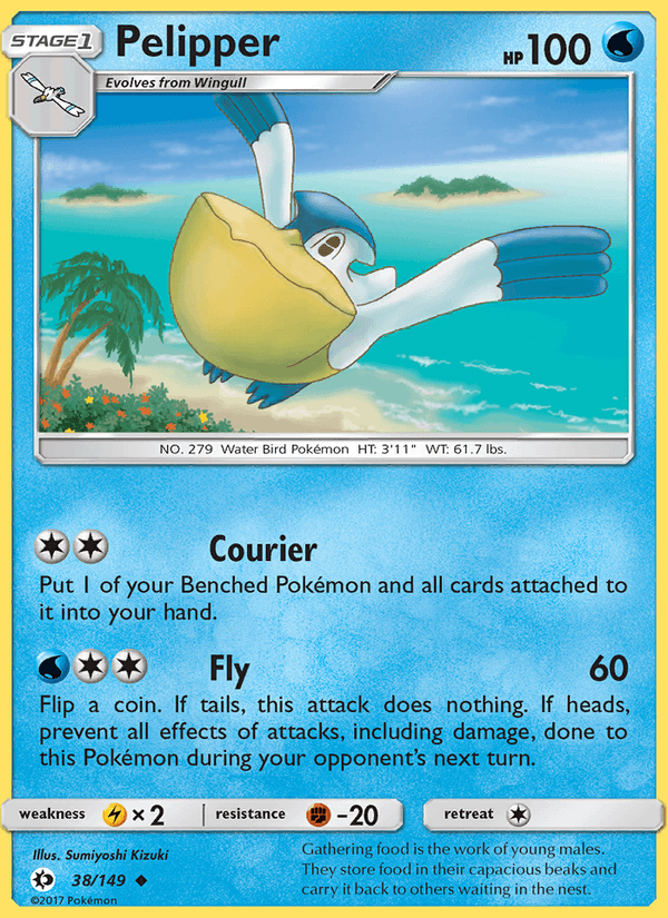 Pelipper 38/149 Sun & Moon Base Set English Pokémon card
