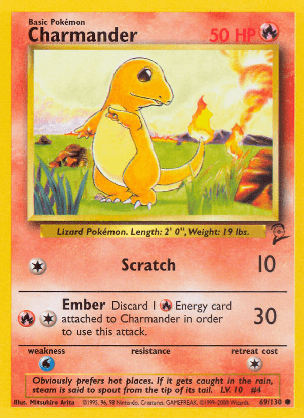 Charmander 69/130 Base Set 2 English Pokémon card