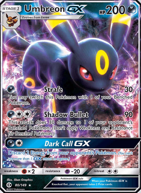 Umbreon GX 80/149 Sun & Moon Base Set English Pokémon card