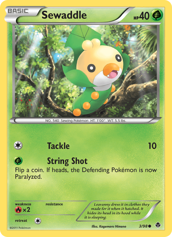 Sewaddle 3/98 Emerging Powers English Pokémon card