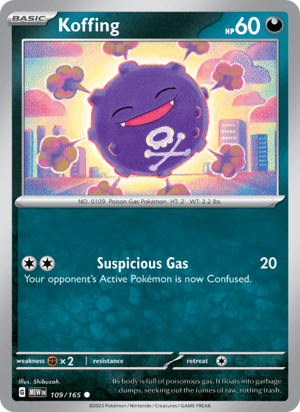 Koffing 109/165 151 English Pokémon card