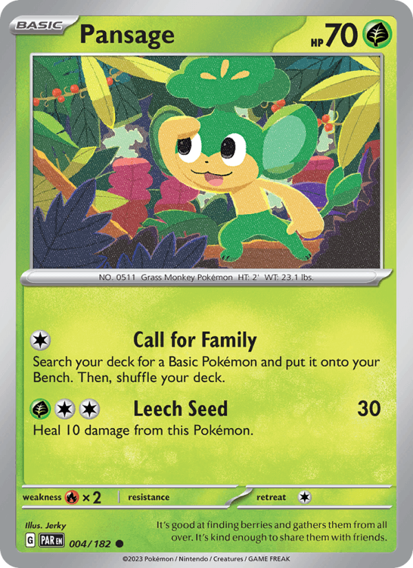Pansage 4/182 Paradox Rift English Pokémon card