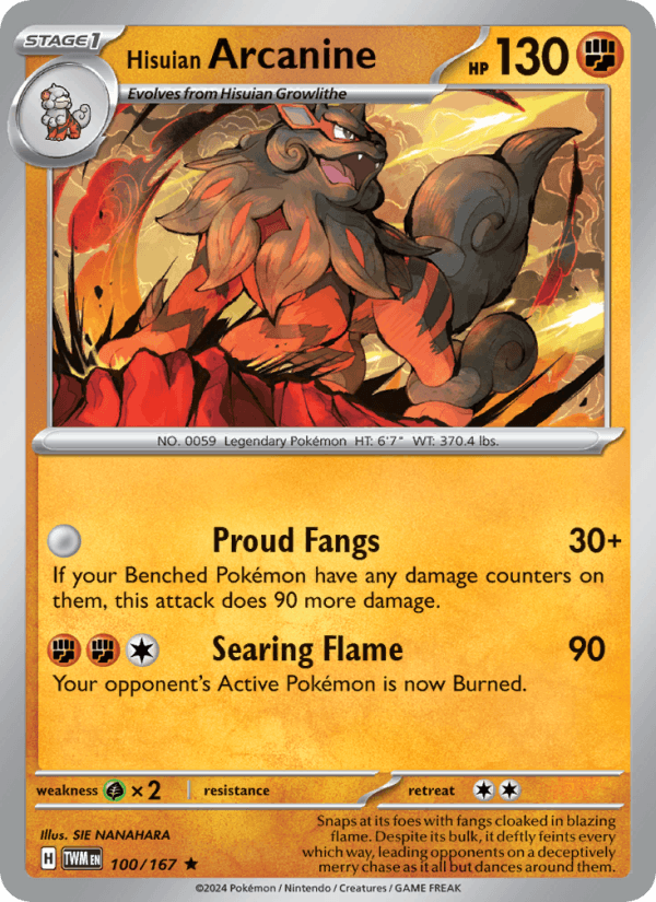 Hisuian Arcanine 100/167 Twilight Masquerade English Pokémon card