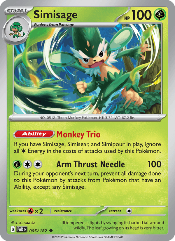 Simisage 5/182 Paradox Rift English Pokémon card