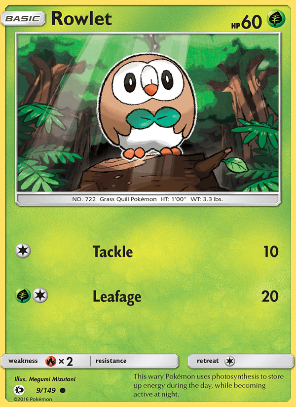 Rowlet 9/149 Sun & Moon Base Set English Pokémon card