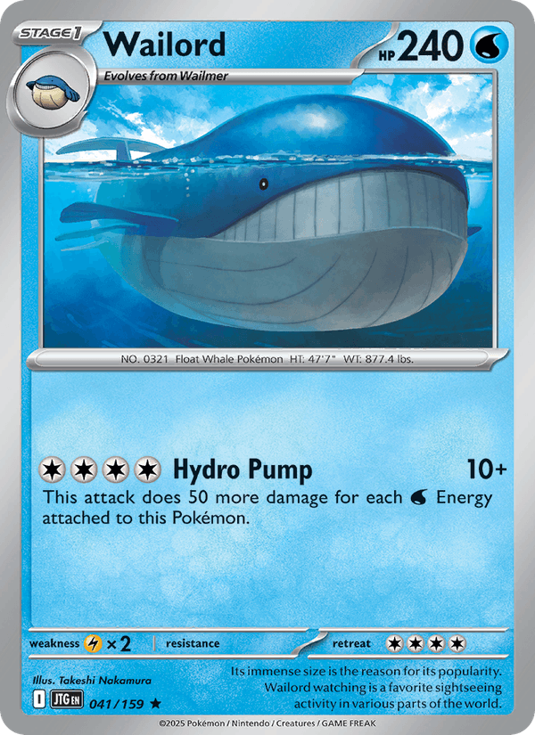 Wailord 41/159 Journey Together English Pokémon card
