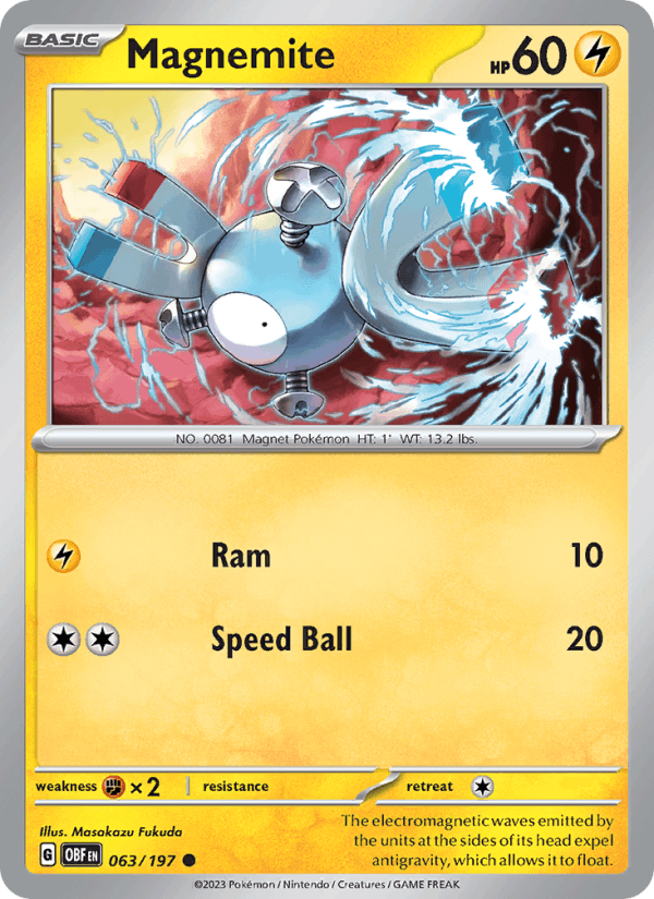 Magnemite 63/197 Obsidian Flames English Pokémon card