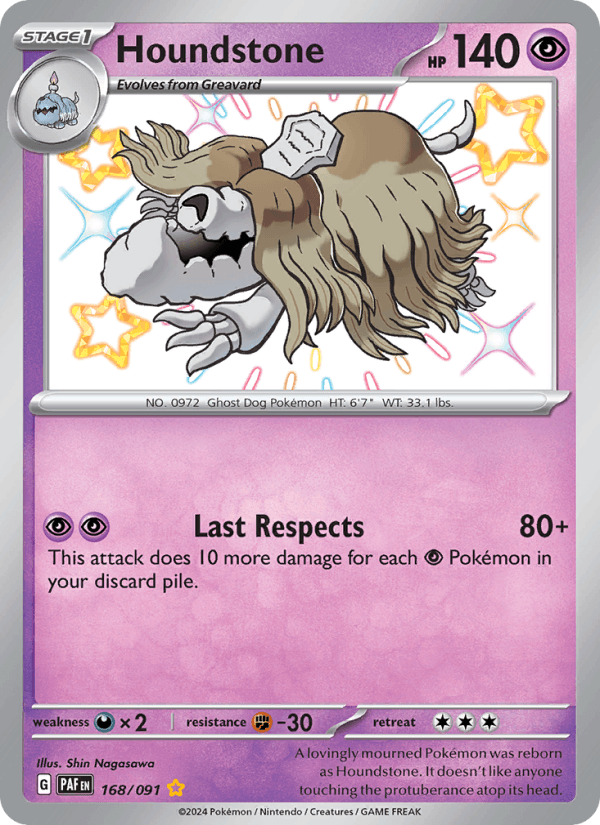 Houndstone 168/91 Paldean Fates English Pokémon card