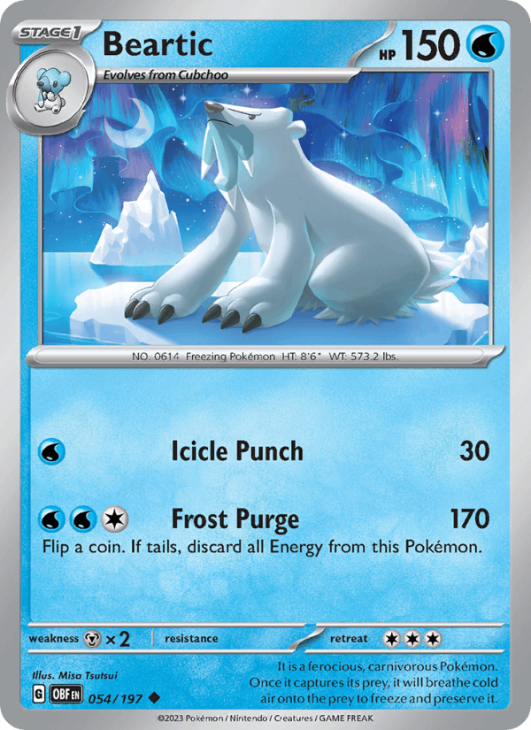 Beartic 54/197 Obsidian Flames English Pokémon card