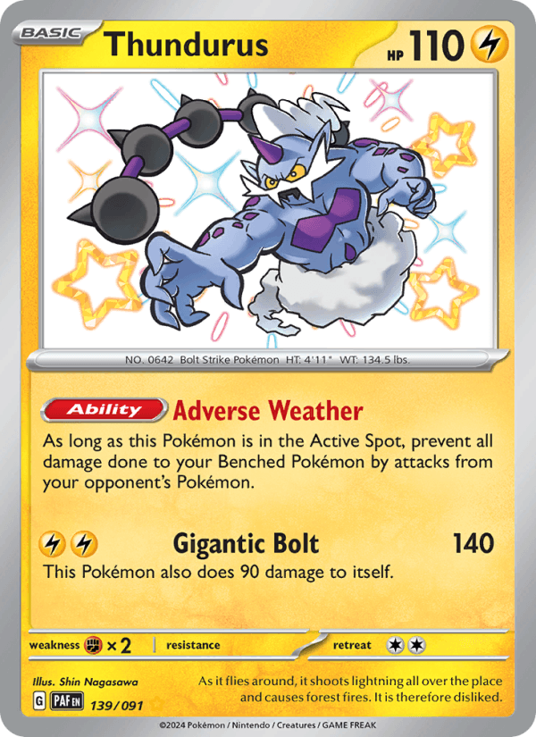 Thundurus 139/91 Paldean Fates English Pokémon card