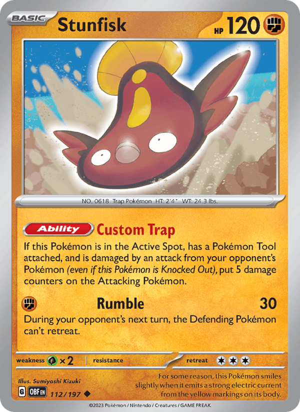 Stunfisk 112/197 Obsidian Flames English Pokémon card