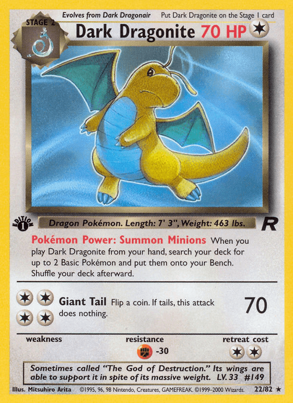 Dark Dragonite 22/82 Team Rocket English Pokémon card