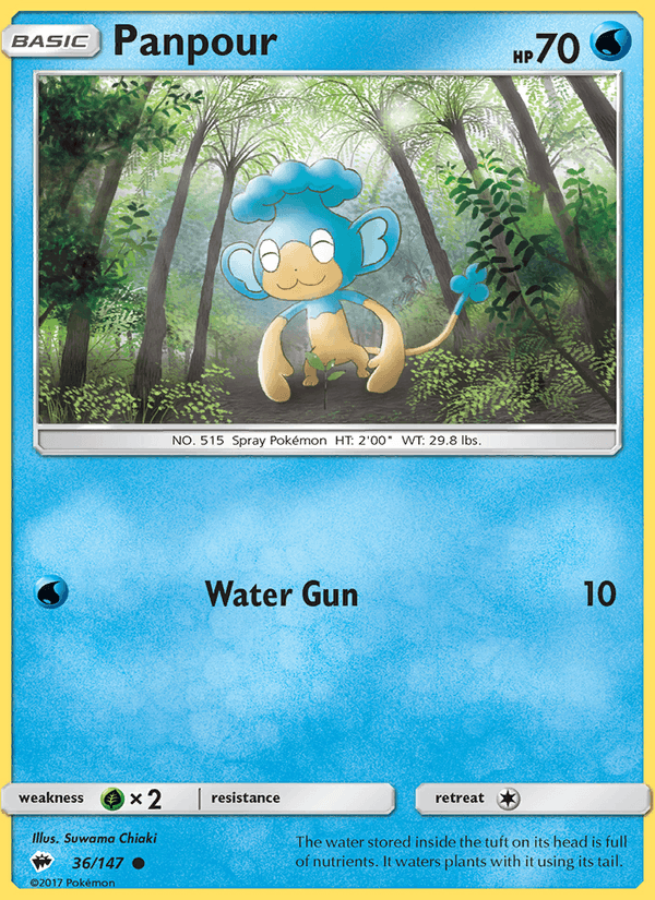 Panpour 36/147 Burning Shadows English Pokémon card