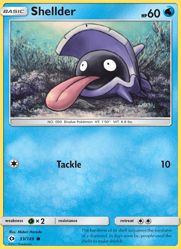 Shellder 33/149 Sun & Moon Base Set English Pokémon card