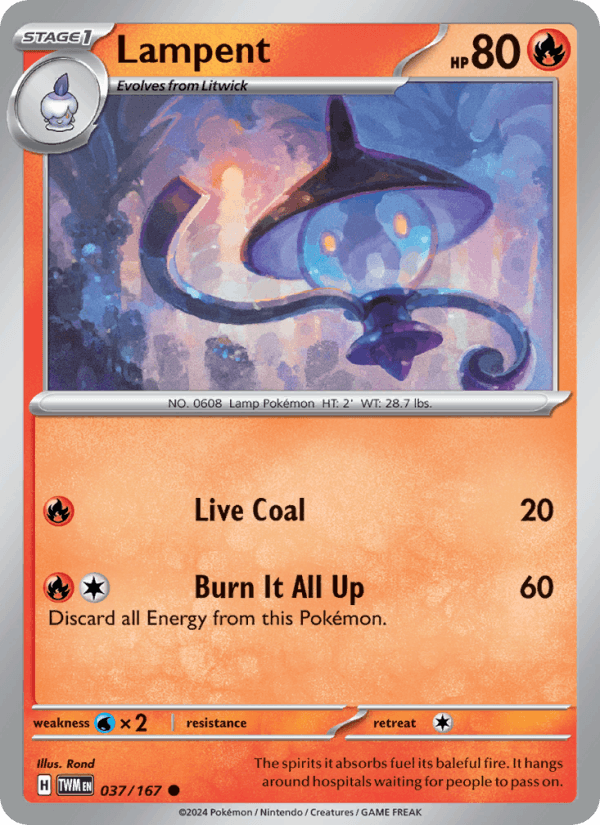 Lampent 37/167 Twilight Masquerade English Pokémon card