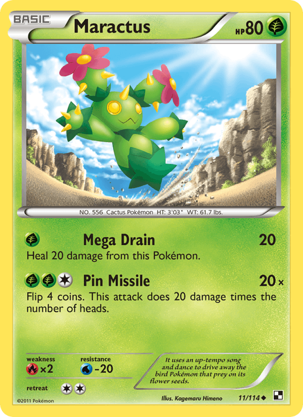Maractus 11/114 Black & White English Pokémon card