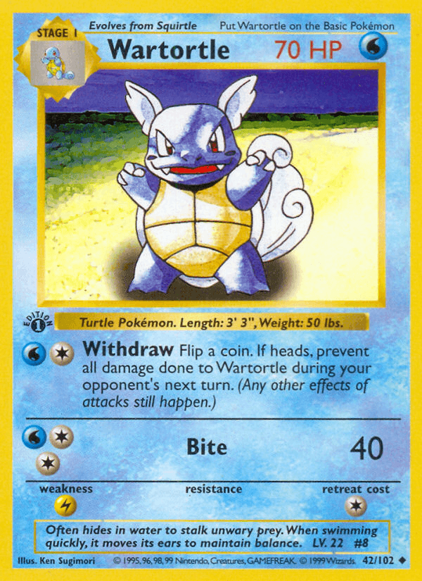 Wartortle 42/102 Base Set English Pokémon card