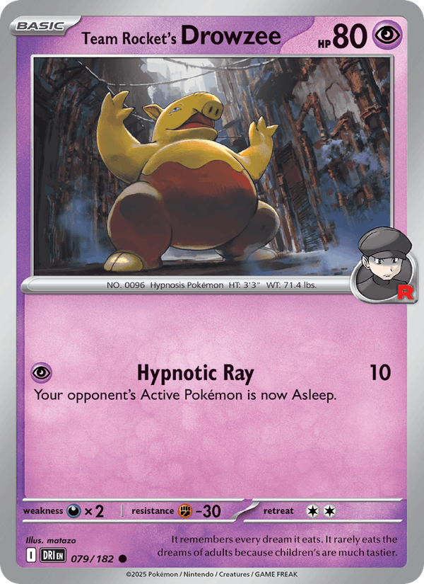 Team Rocket's Drowzee 79/182 Destined Rivals English Pokémon card