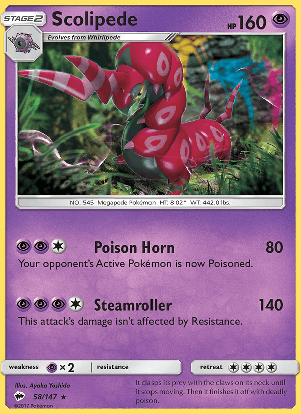 Scolipede 58/147 Burning Shadows English Pokémon card