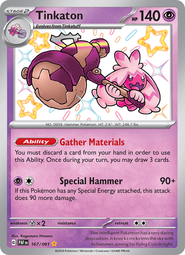 Tinkaton 167/91 Paldean Fates English Pokémon card