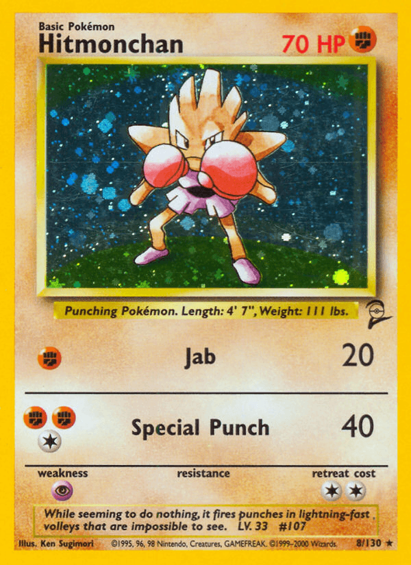 Hitmonchan 8/130 Base Set 2 English Pokémon card