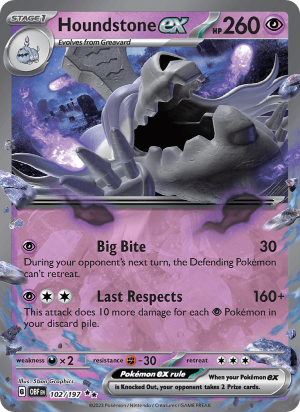 Houndstone ex 102/197 Obsidian Flames English Pokémon card