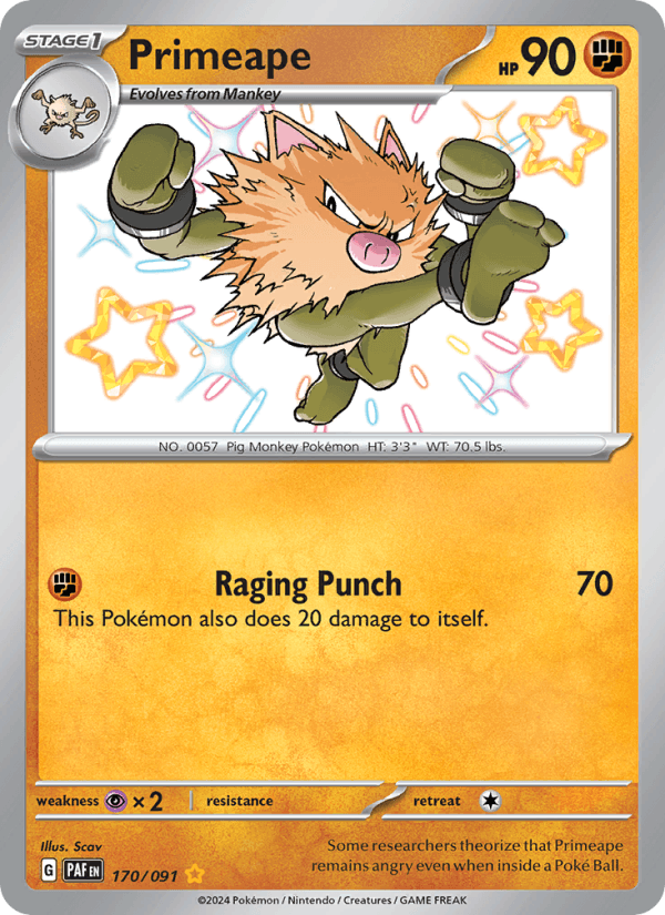 Primeape 170/91 Paldean Fates English Pokémon card