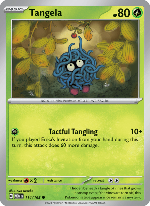 Tangela 114/165 151 English Pokémon card