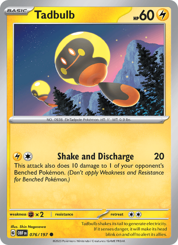 Tadbulb 76/197 Obsidian Flames English Pokémon card