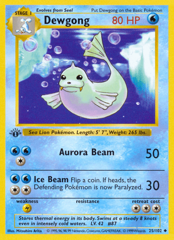 Dewgong 25/102 Base Set English Pokémon card
