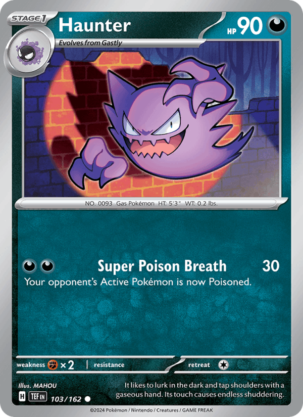 Haunter 103/162 Temporal Forces English Pokémon card