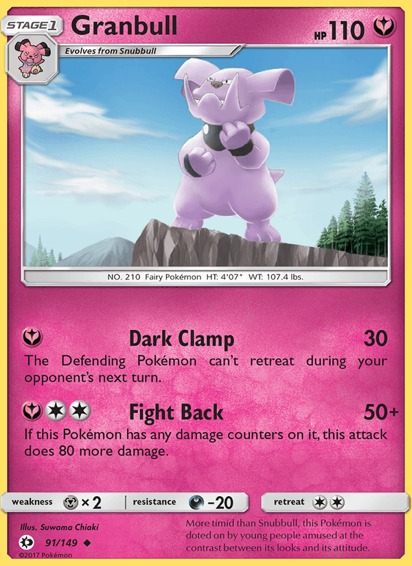 Granbull 91/149 Sun & Moon Base Set English Pokémon card
