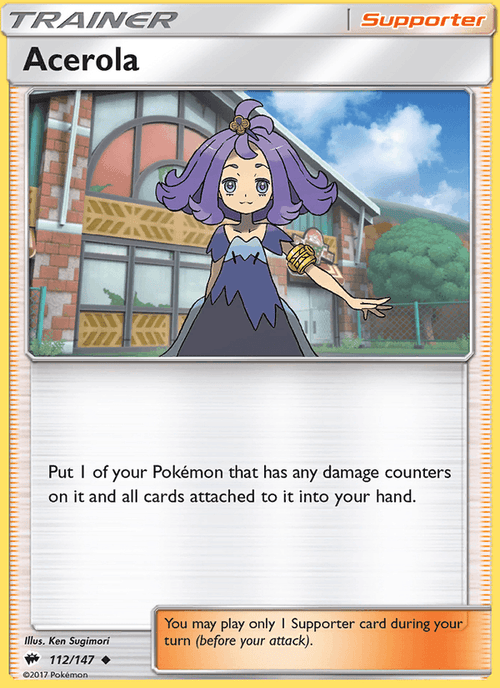 Acerola 112/147 Burning Shadows English Pokémon card