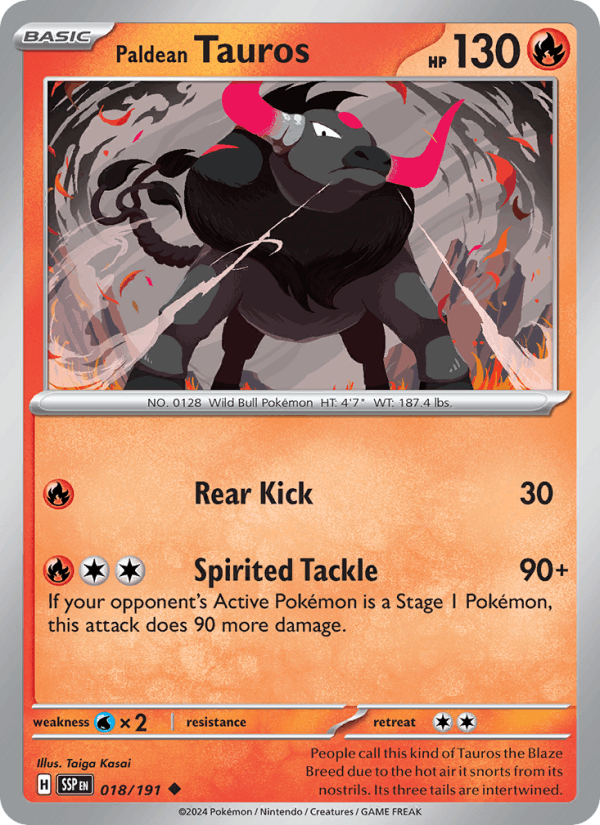 Paldean Tauros 18/191 Surging Sparks English Pokémon card