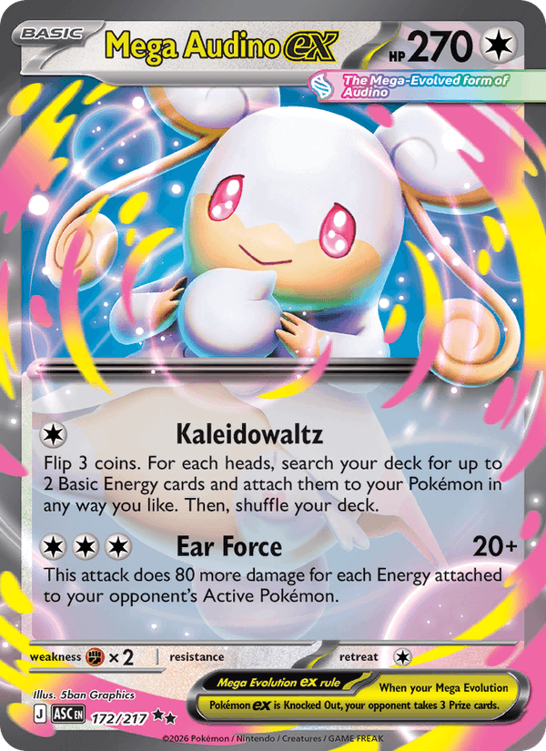 Mega Audino ex 172/217 Ascended Heroes English Pokémon card