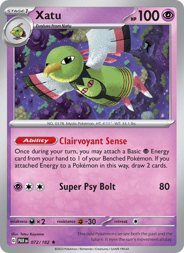 Xatu 72/182 Paradox Rift English Pokémon card