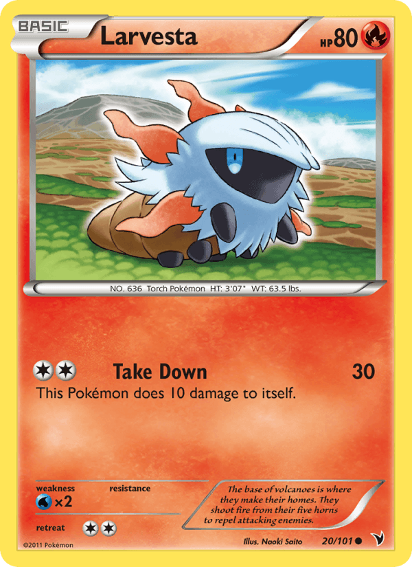 Larvesta 20/101 Noble Victories English Pokémon card