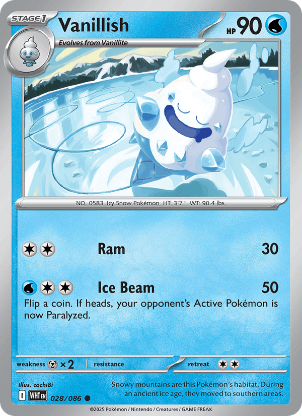 Vanillish 28/86 White Flare English Pokémon card