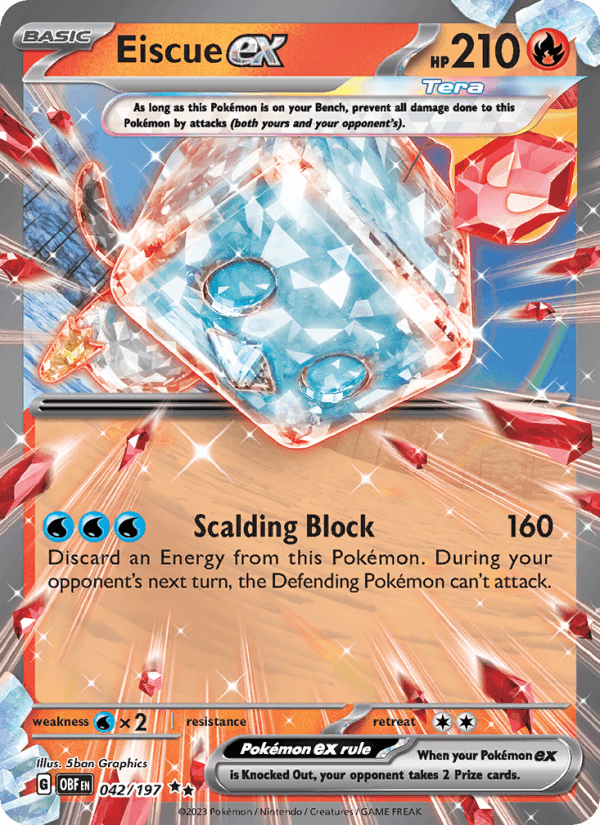 Eiscue ex 42/197 Obsidian Flames English Pokémon card