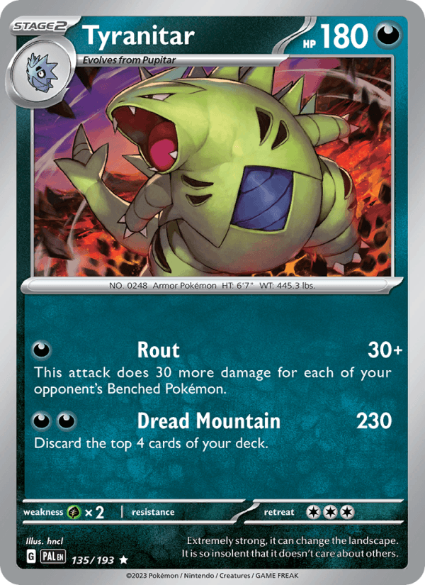 Tyranitar 135/193 Paldea Evolved English Pokémon card