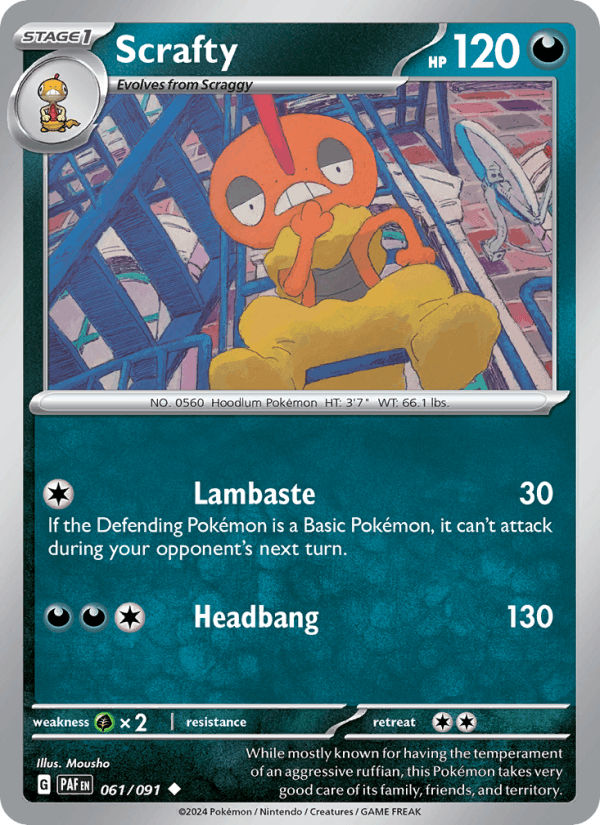 Scrafty 61/91 Paldean Fates English Pokémon card