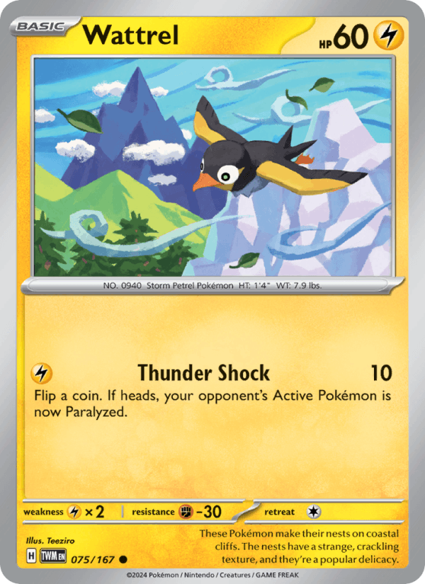 Wattrel 75/167 Twilight Masquerade English Pokémon card