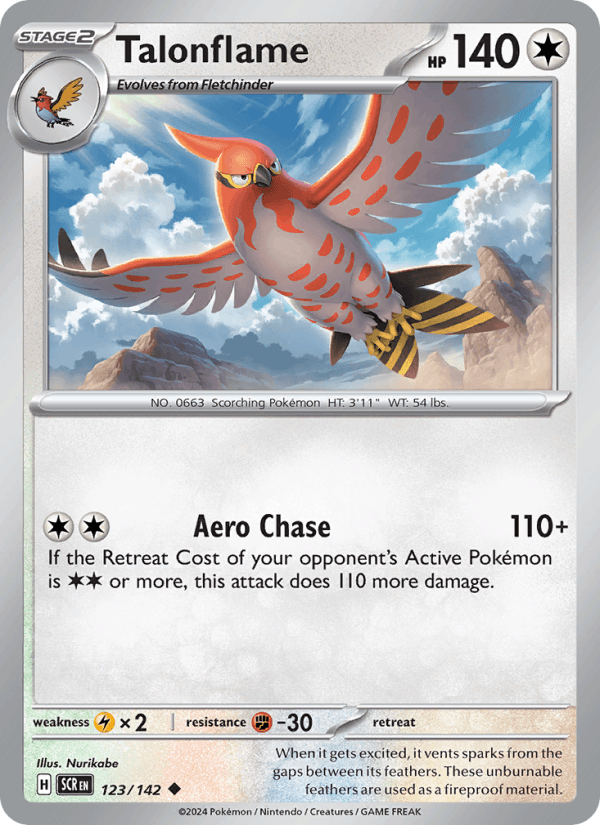 Talonflame 123/142 Stellar Crown English Pokémon card