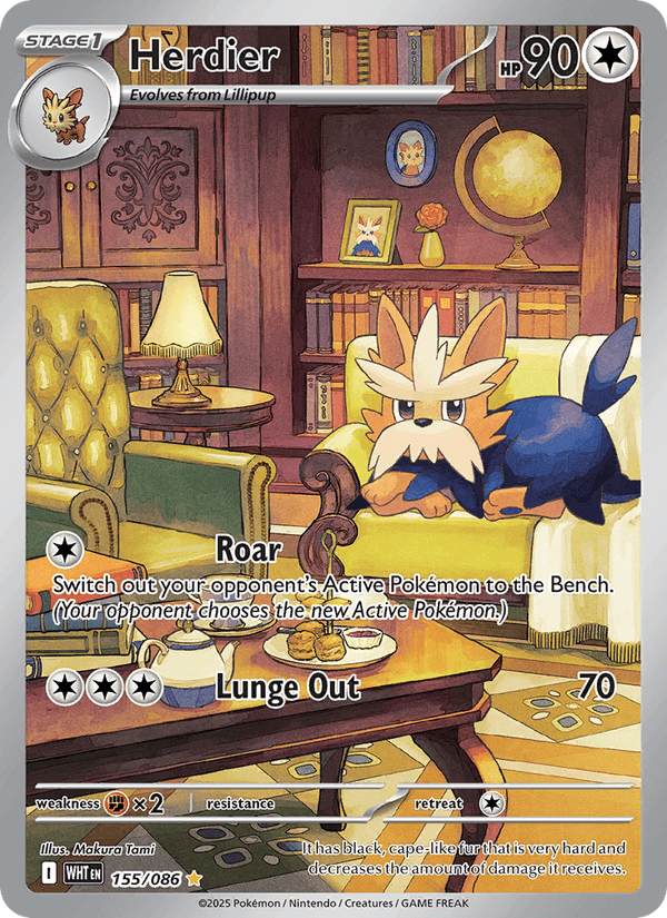 Herdier 155/86 White Flare English Pokémon card